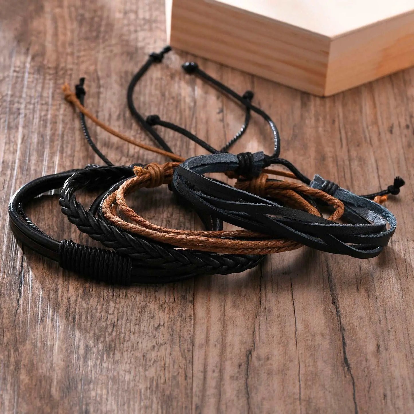 Braided Leather Wrap Bracelets Wristbands - Mystic Oasis Gifts