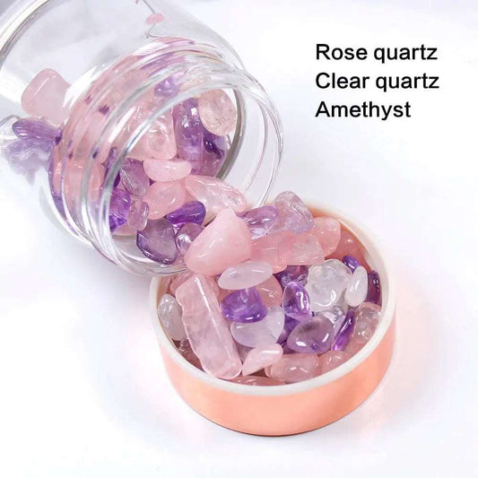 Natural Crystal Elixir Bottles gemstone Glass therapy stone Tea filter filter bottle Healing Crystal Infuser Energy cup - Mystic Oasis Gifts