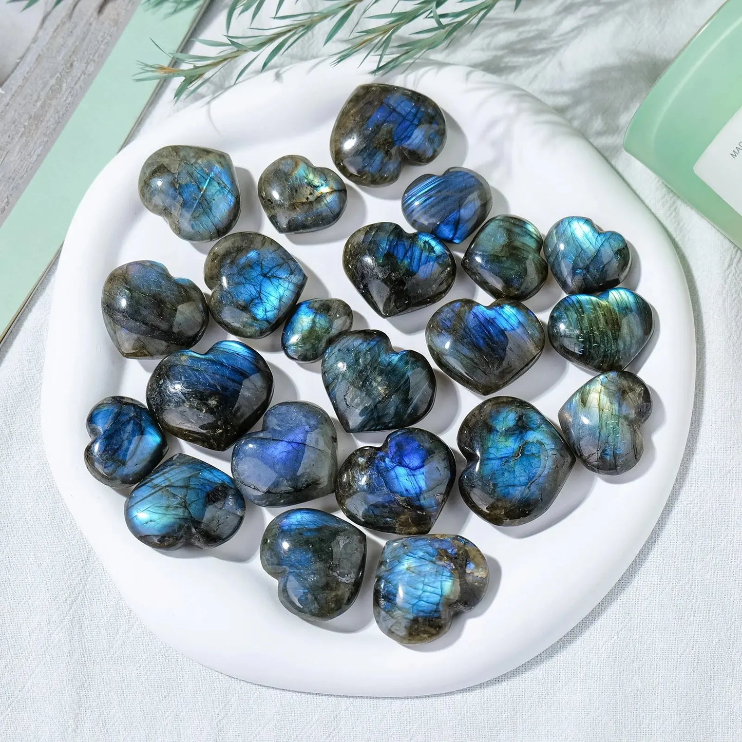 Handmade Natural Crystal Labradorite Stone Heart Shaped Blue Light Healing Gem - enchanting labradorite heart stone for collectors.