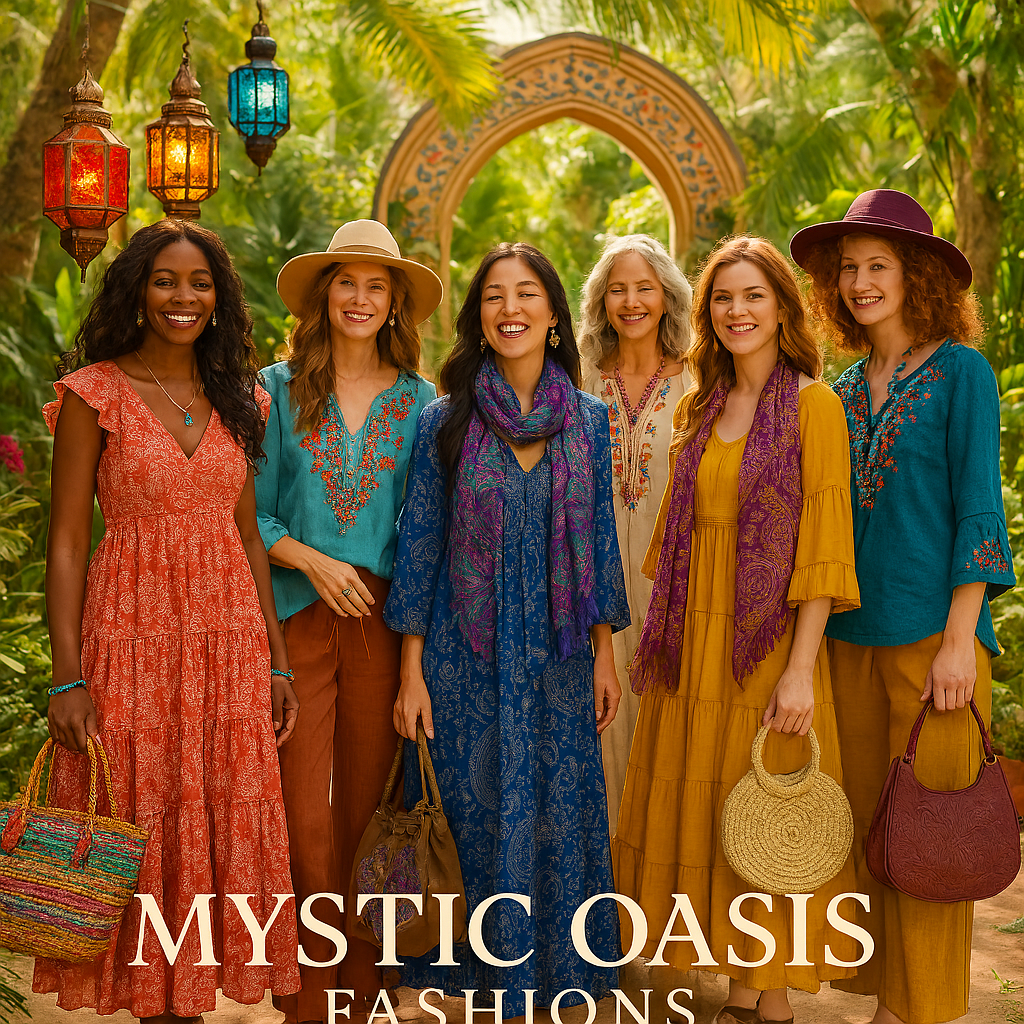 group of women modeling clothing and accessories