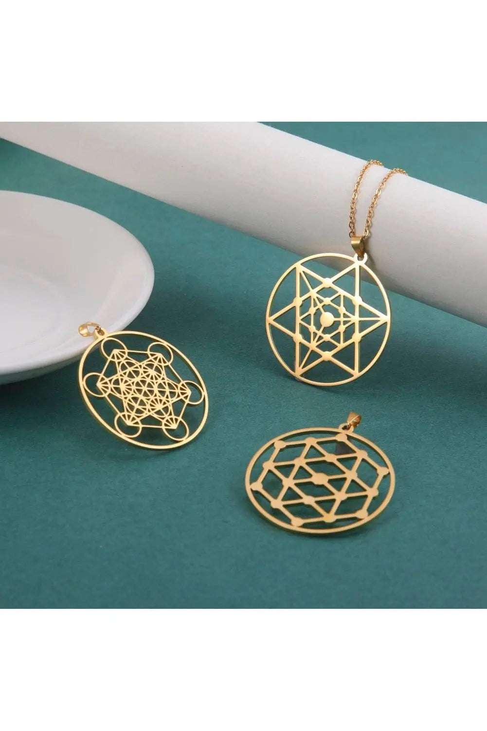 Dawapara Metatron Cube Pendant for Necklace Stainless Steel Charms for Jewelry Making Sacred Geometric Kabbalistic Tree of Life - Mystic Oasis Gifts