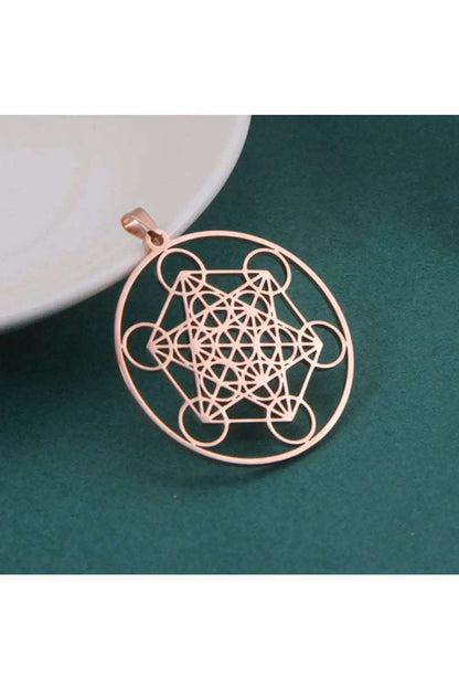 Dawapara Metatron Cube Pendant for Necklace Stainless Steel Charms for Jewelry Making Sacred Geometric Kabbalistic Tree of Life - Mystic Oasis Gifts