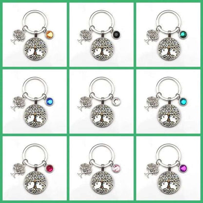 New 9-color Crystal Stone Tree of Life Statement Keychain Art Photo Glass Pendant Keychain DIY Gift Jewelry Charm Bag Souvenir - Mystic Oasis Gifts