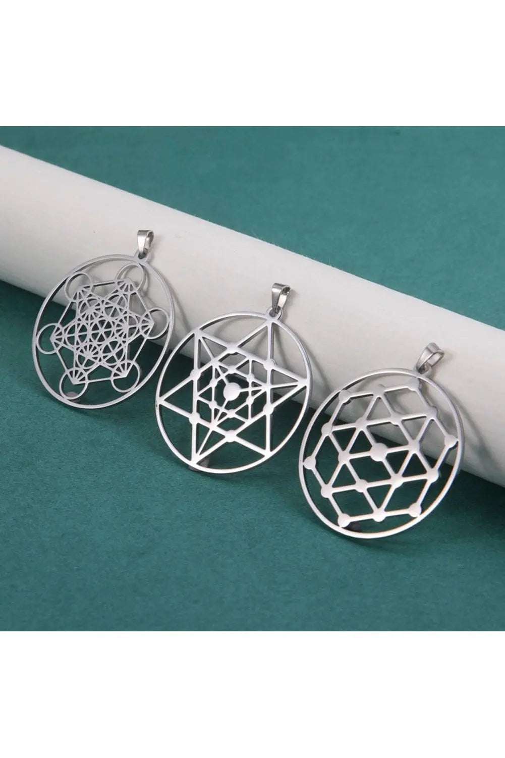 Dawapara Metatron Cube Pendant for Necklace Stainless Steel Charms for Jewelry Making Sacred Geometric Kabbalistic Tree of Life - Mystic Oasis Gifts