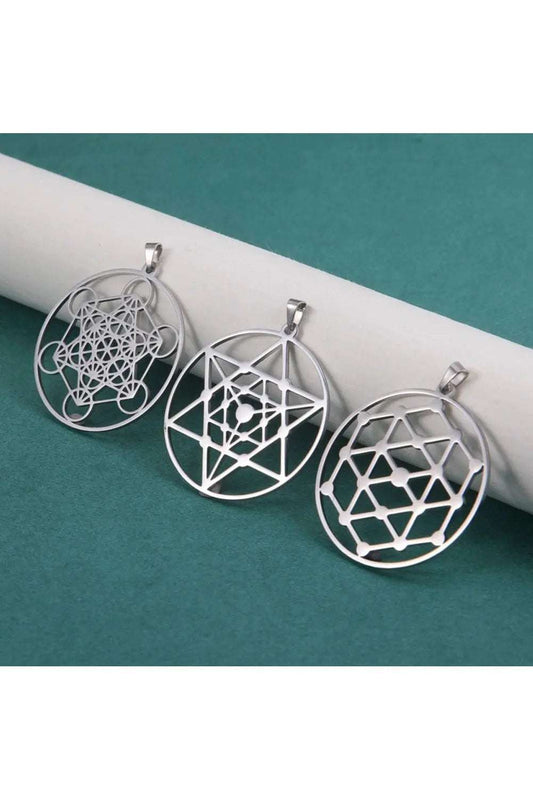 Dawapara Metatron Cube Pendant for Necklace Stainless Steel Charms for Jewelry Making Sacred Geometric Kabbalistic Tree of Life - Mystic Oasis Gifts