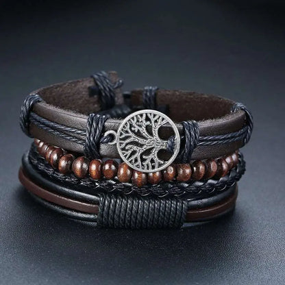 Braided Leather Wrap Bracelets Wristbands - Mystic Oasis Gifts