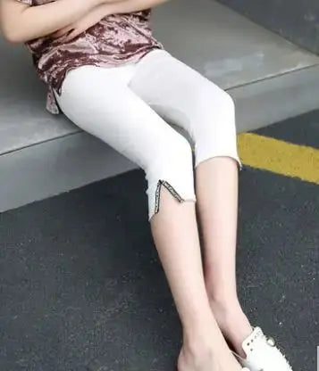 Step Out in Style with Summer Capri Leggings For Women, Lace Detail - Available in plus sizes XS-7XL.