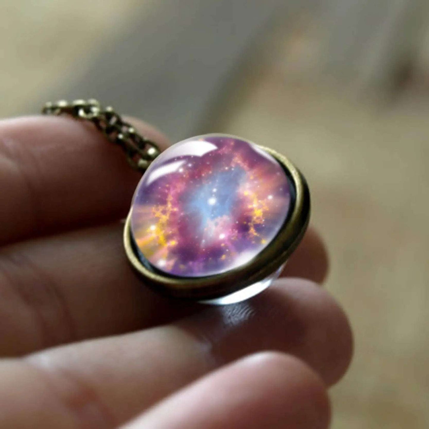 Nebula Galaxy Double Sided Pendant Necklace Mystic Oasis Gifts Necklace