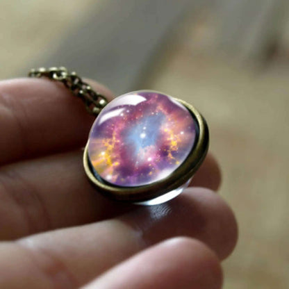 Nebula Galaxy Double Sided Pendant Necklace Mystic Oasis Gifts Necklace