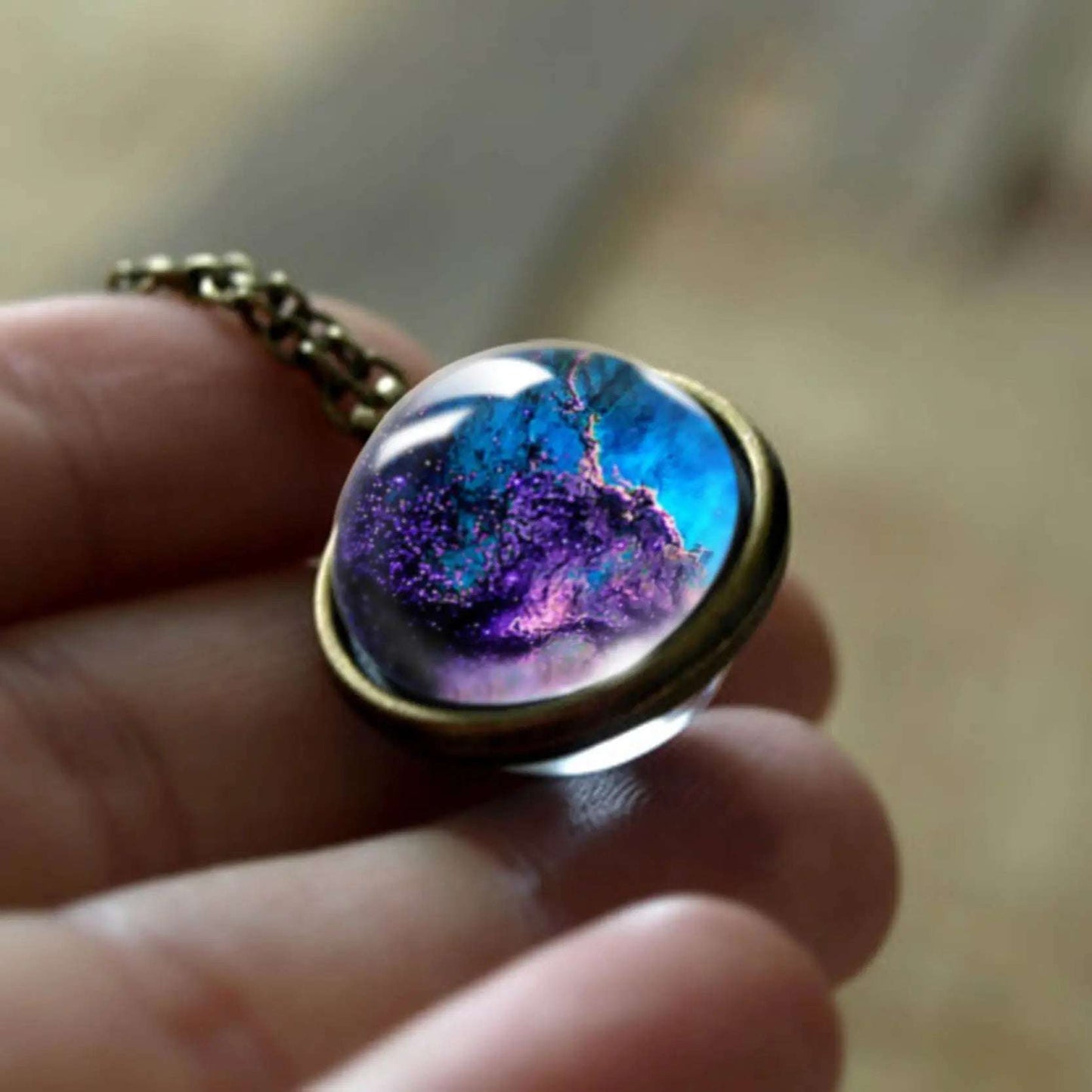 Nebula Galaxy Double Sided Pendant Necklace Mystic Oasis Gifts Necklace