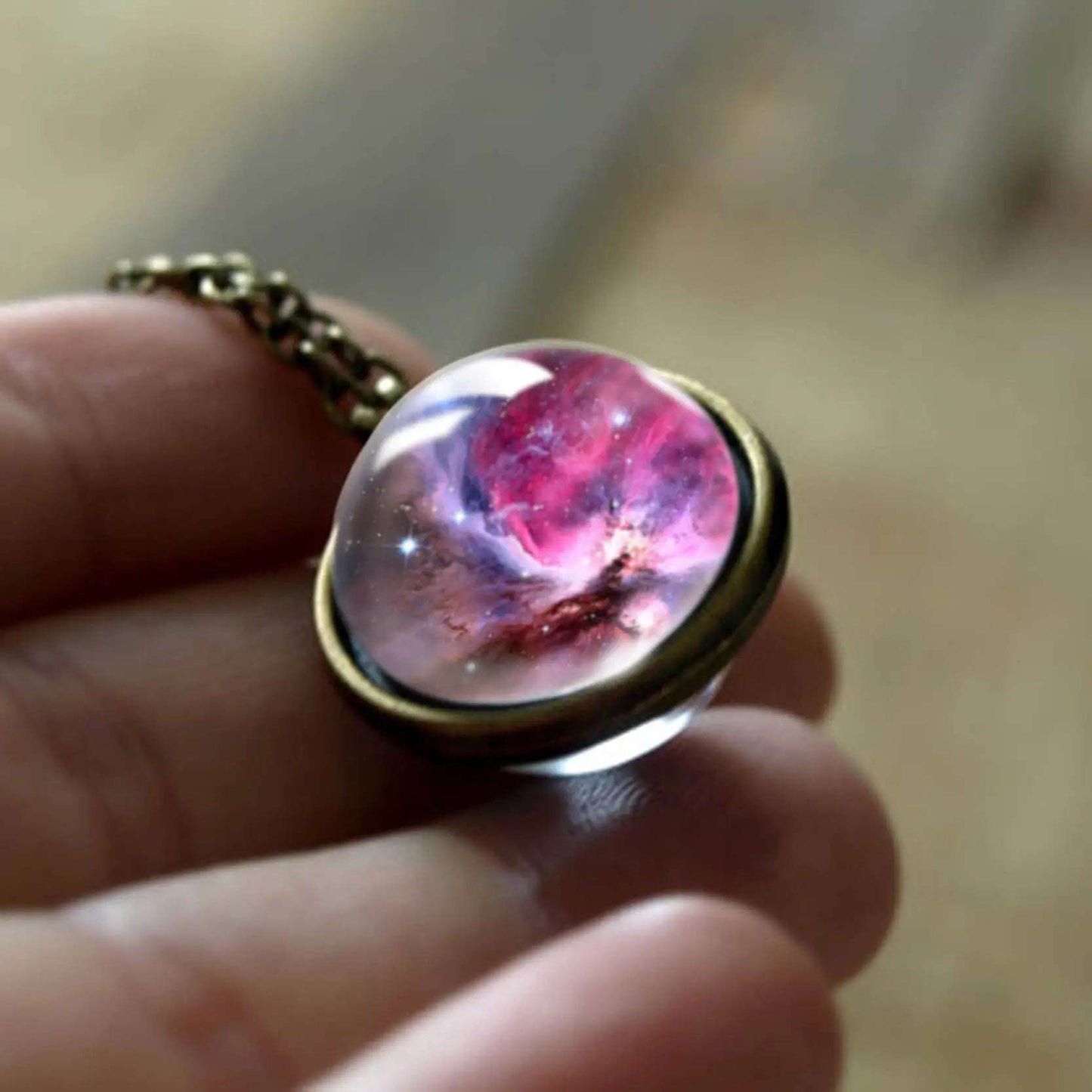 Nebula Galaxy Double Sided Pendant Necklace Mystic Oasis Gifts Necklace
