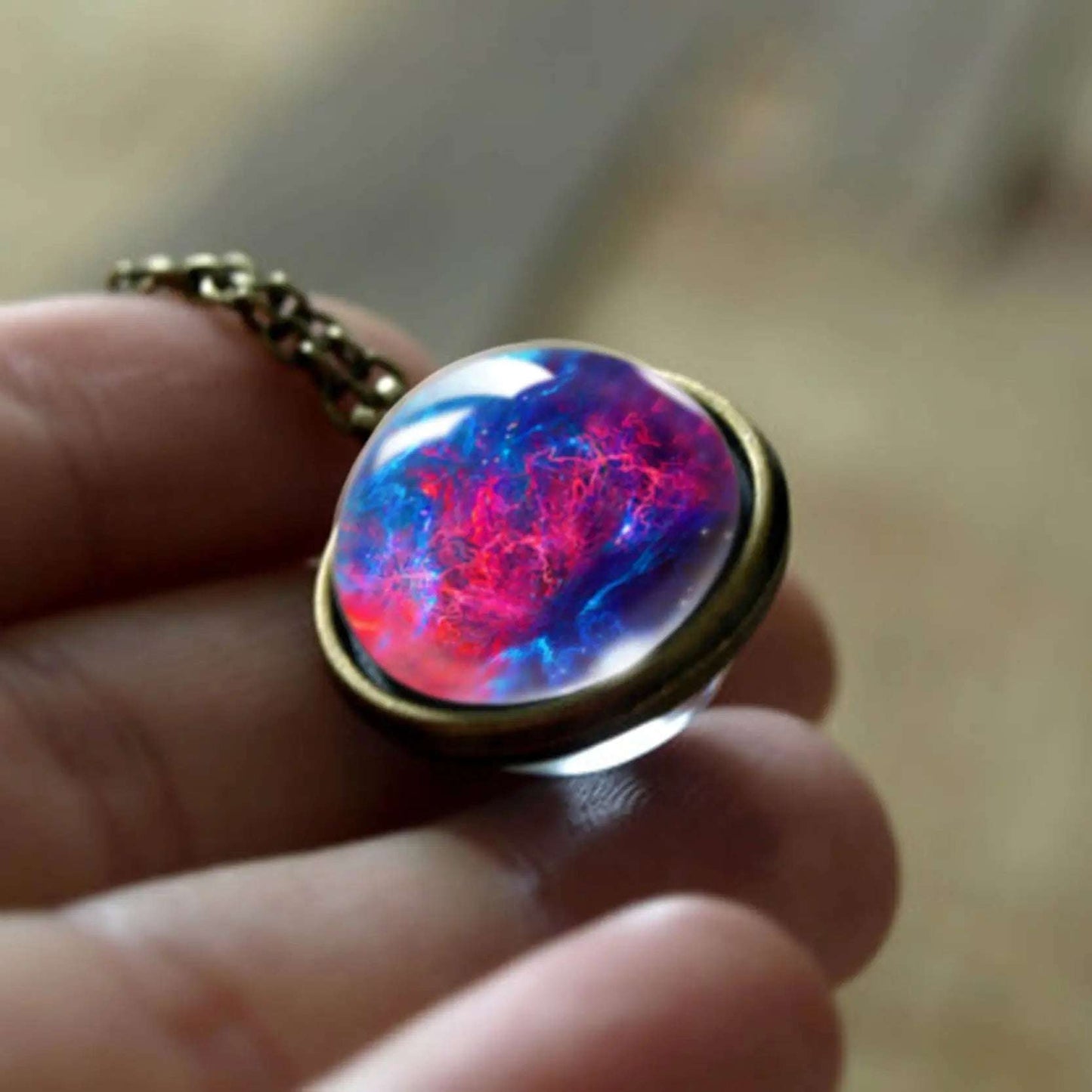 Nebula Galaxy Double Sided Pendant Necklace Mystic Oasis Gifts Necklace
