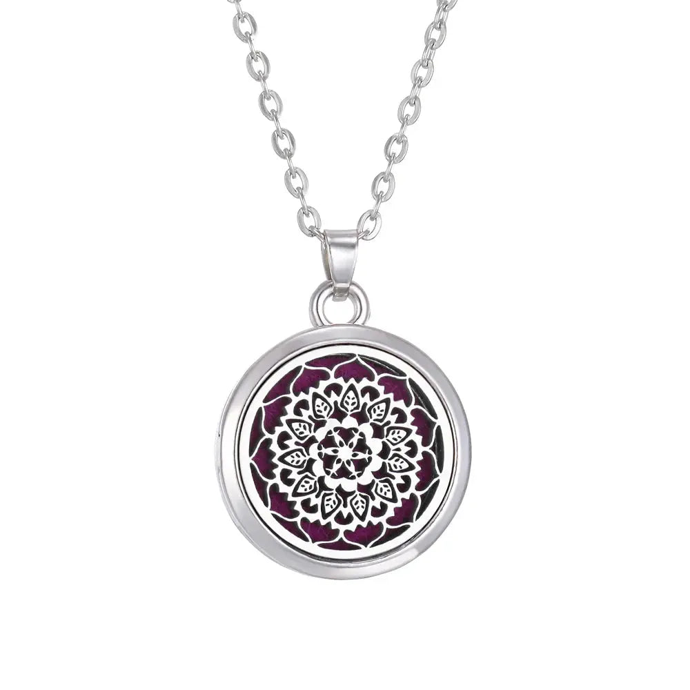 Fashionable look with Tree of Life stainless steel aroma necklace, enhancing any outfit while providing essential oil diffusion - Tree of Life Aromatherapy Necklace