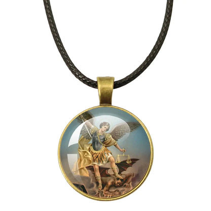 St. Michael Archangel Protection Necklace - Divine Shield Pendant surrounded by treasured items for a personal touch.