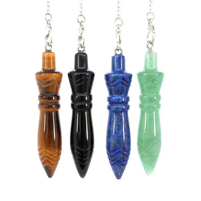 Healing Crystal Pendulum with 7 Chakra Stones - Image showcasing the exquisite design of a natural quartz scepter pendant for dowsing.