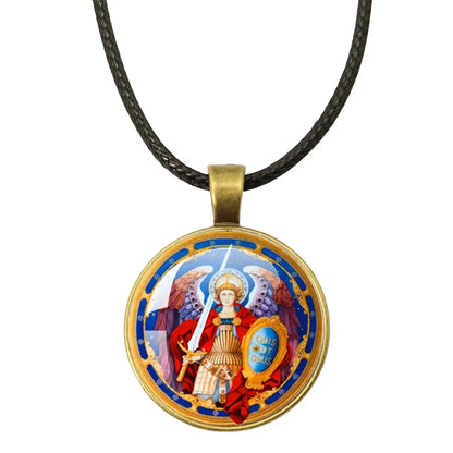 The St. Michael Archangel Protection Necklace - Divine Shield Pendant presented with a meaningful backdrop.