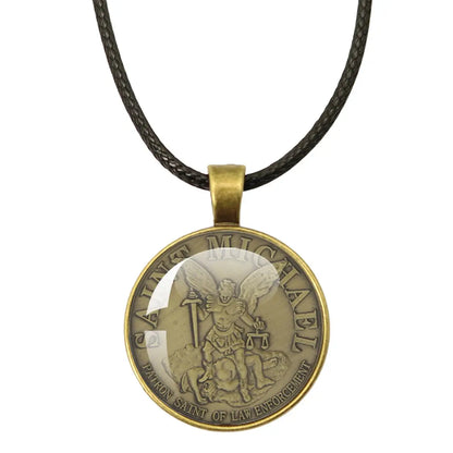 Detailed view of the St. Michael Archangel Protection Necklace - Divine Shield Pendant capturing its intricate details.