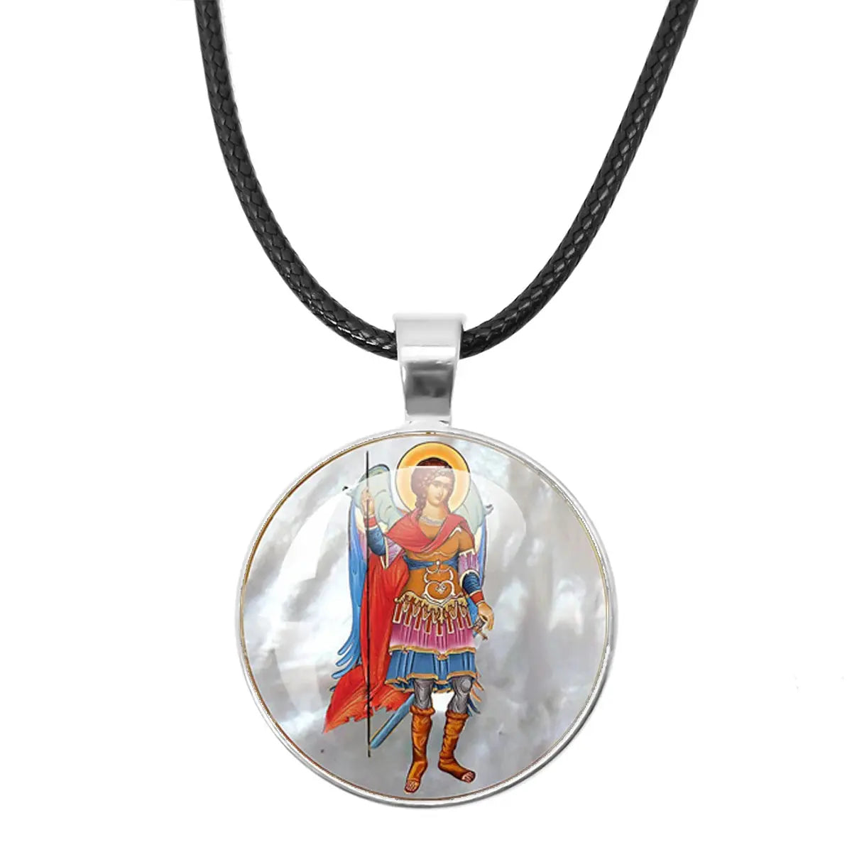St. Michael Archangel Protection Necklace - Divine Shield Pendant photographed in sunlight for a radiant effect.