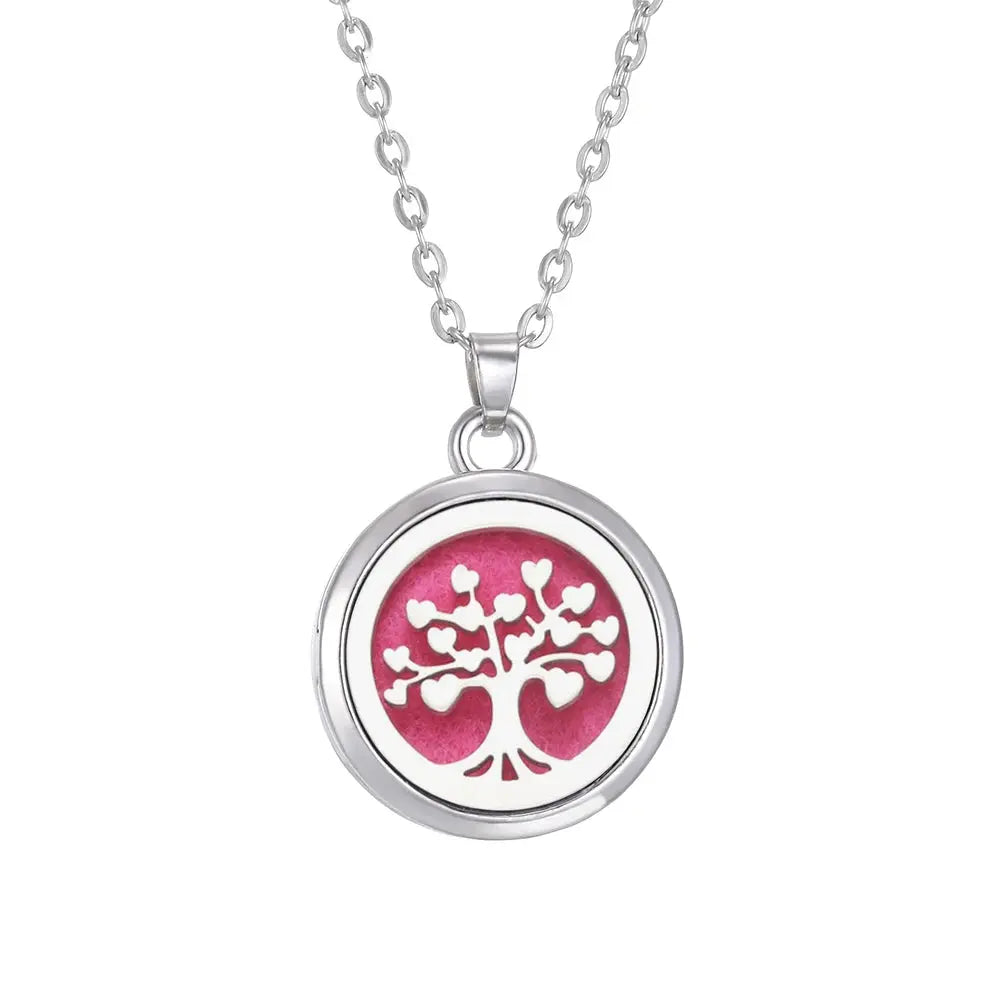 Fashion forward look with the Tree of Life stainless steel aroma necklace, suitable for any occasion - Tree of Life Aromatherapy Necklace