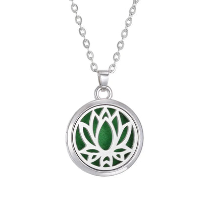Artistic photograph of the Tree of Life stainless steel aroma necklace, capturing its essence as an aromatherapy accessory - stainless steel aroma necklace