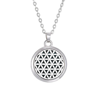 Lifestyle image highlighting the use of the Tree of Life stainless steel aroma necklace in daily wear - Tree of Life Aromatherapy Necklace