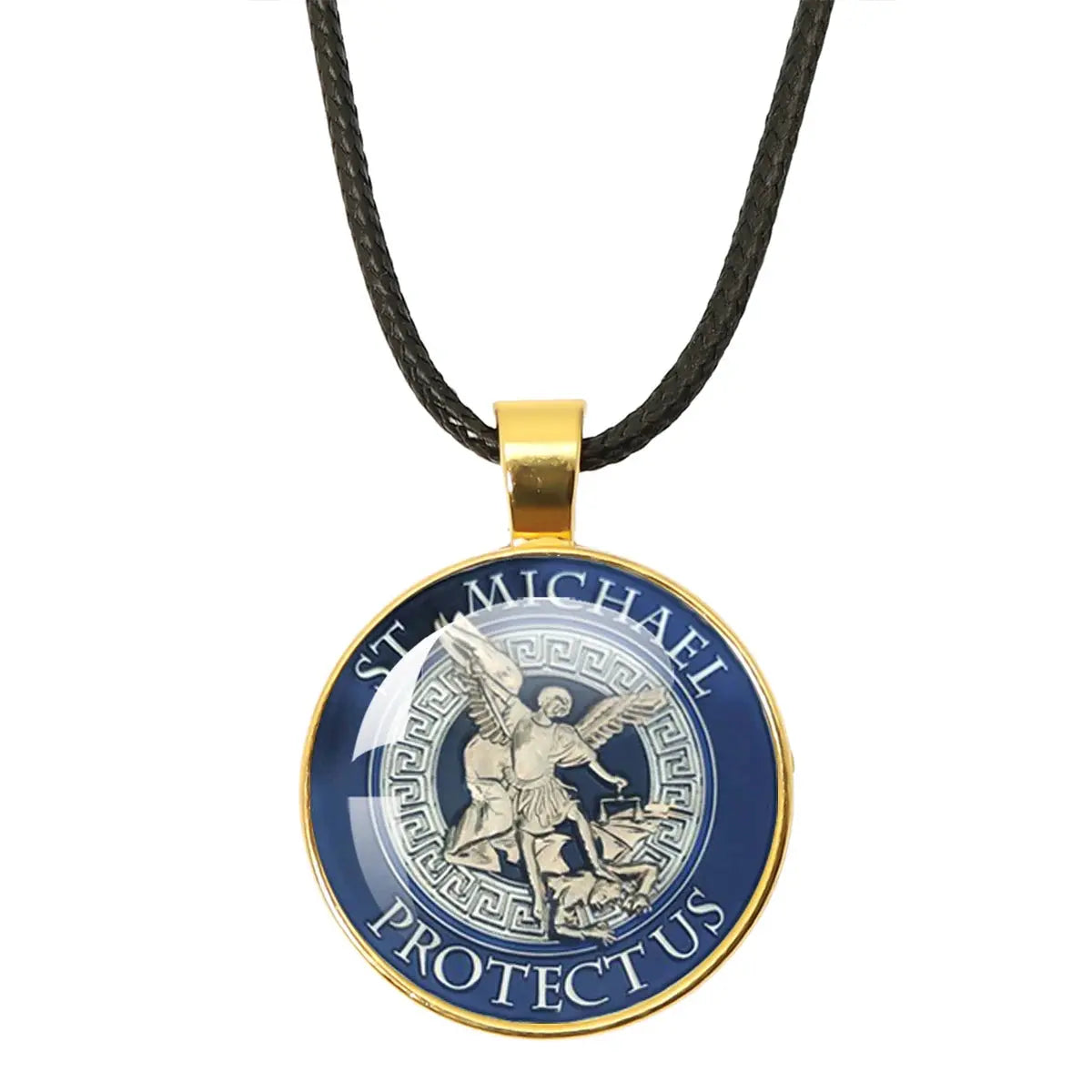 Artistic view of St. Michael Archangel Protection Necklace - Divine Shield Pendant surrounded by flowers.
