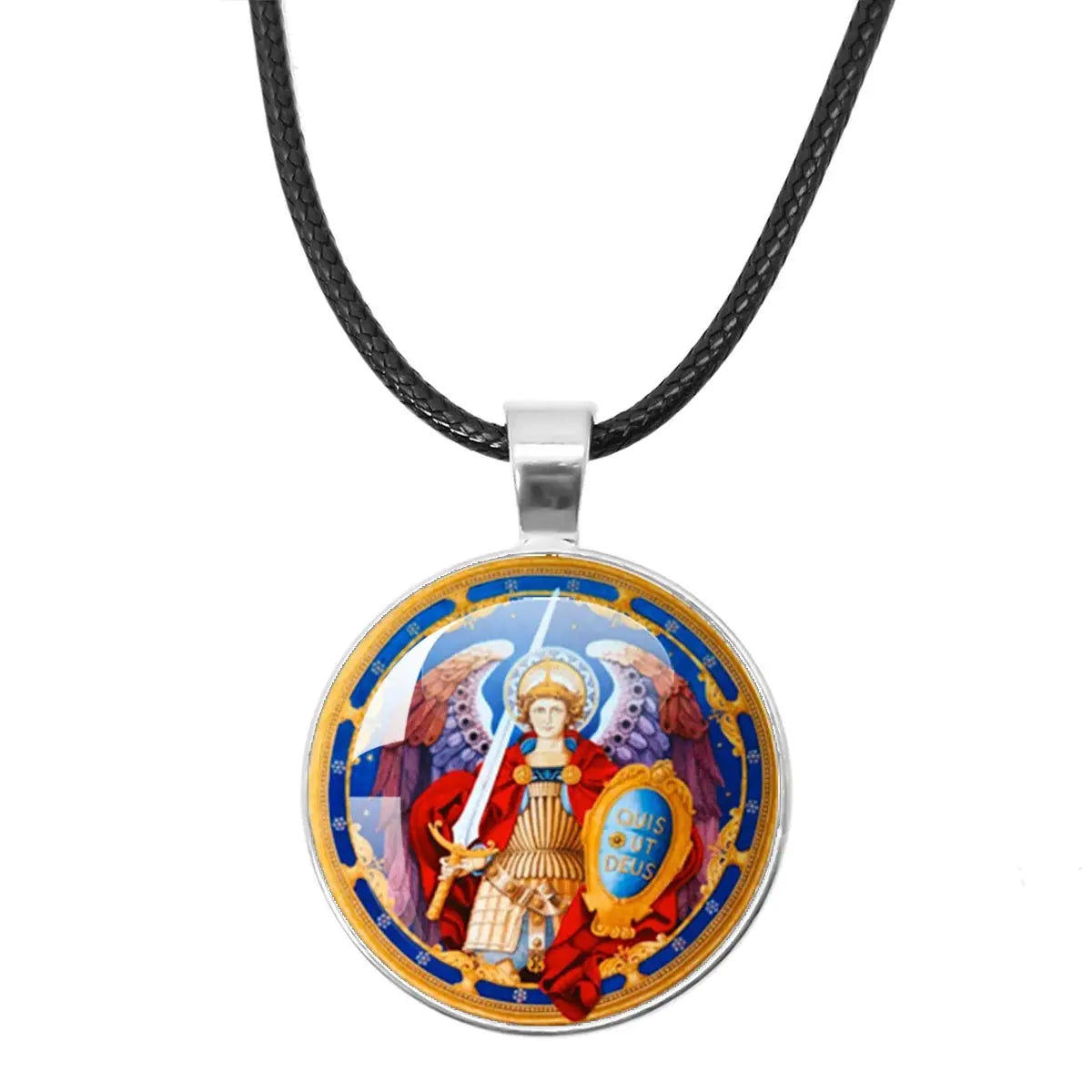 St. Michael Archangel Protection Necklace - Divine Shield Pendant alongside other protective symbols.
