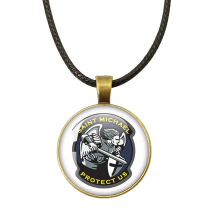 St. Michael Archangel Protection Necklace - Divine Shield Pendant with symbolic elements accenting its spiritual meaning.