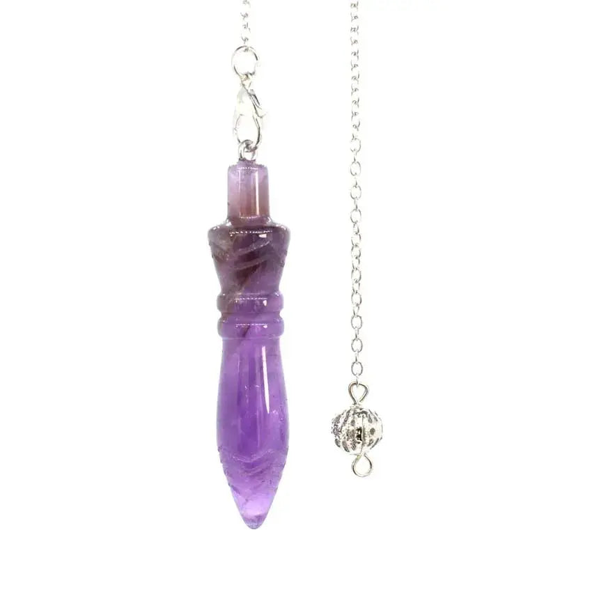 Healing Crystal Pendulum with 7 Chakra Stones - Image illustrating the natural stones used in the pendulum, enhancing its Reiki energy.