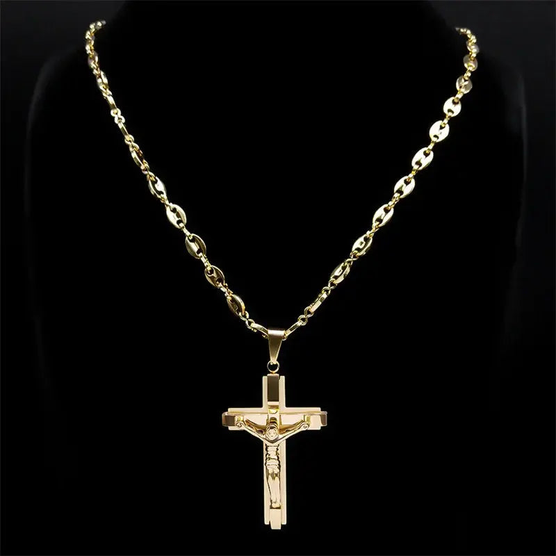 a necklace with a cross on it
