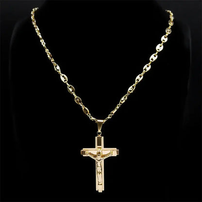 a necklace with a cross on it