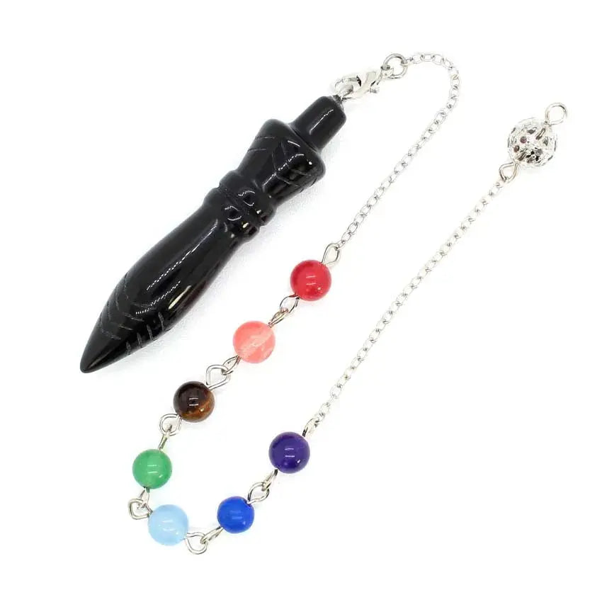 Healing Crystal Pendulum with 7 Chakra Stones - Detailed look at the healing crystal pendulum, emphasizing both elegance and purpose.
