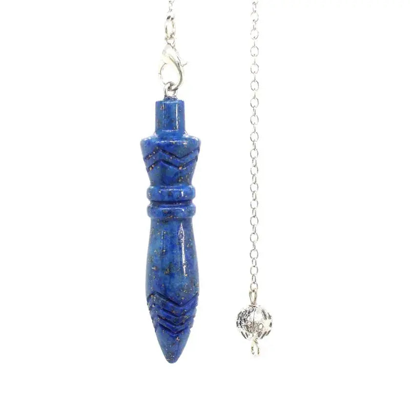 Healing Crystal Pendulum with 7 Chakra Stones - Beautiful presentation of the pendulum, emphasizing its function as a dowsing tool.