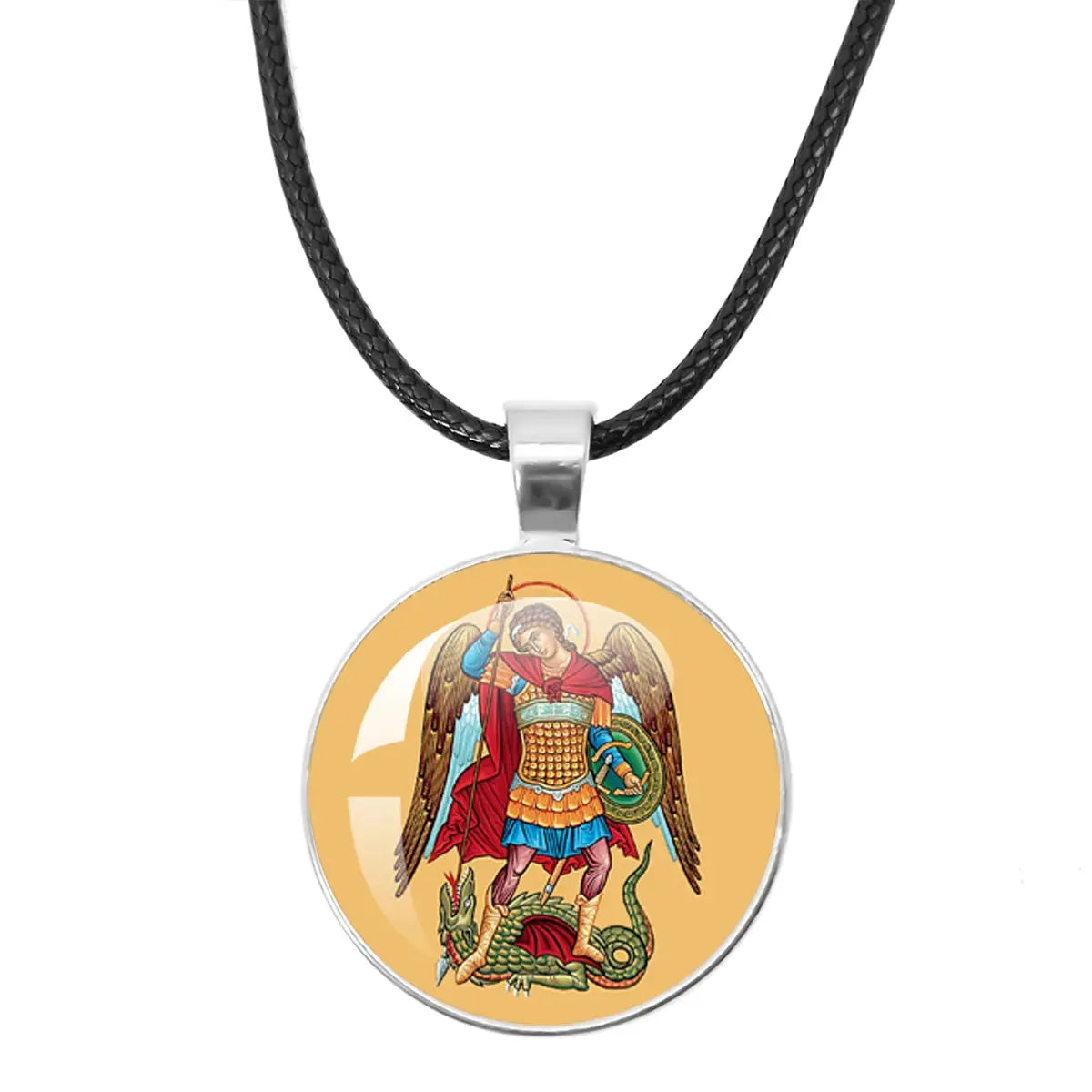 Welcoming presentation of the St. Michael Archangel Protection Necklace - Divine Shield Pendant in a cozy setting.