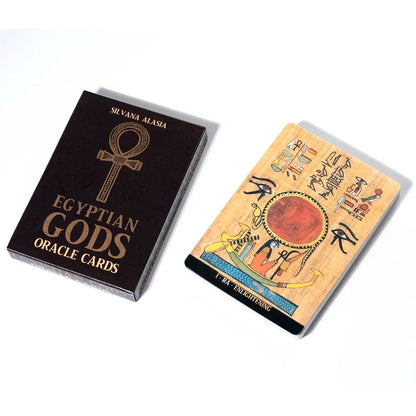 Egyptian Gods Oracle Cards by Silvana Alasia - 36 Card Deck featuring stunning artwork of ancient Egyptian deities, ideal for spiritual guidance and personal reflection using Egyptian oracle cards.
