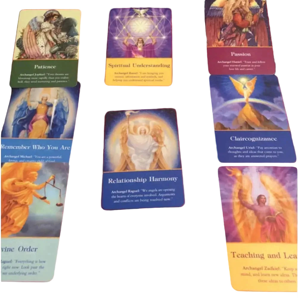 Archangel Oracle Cards - 45 durable oracle cards in a colorful protective box for easy storage.