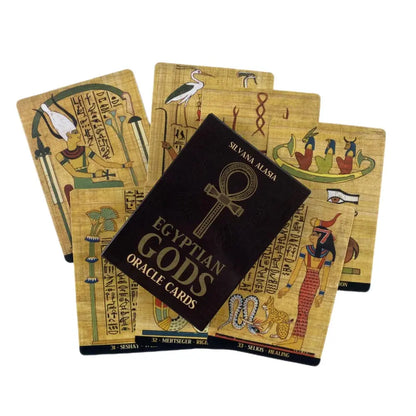 The protective storage box for the Egyptian Gods Oracle Cards, stylishly designed to hold the 36 Card Deck by Silvana Alasia, a great addition for anyone using Egyptian oracle cards.