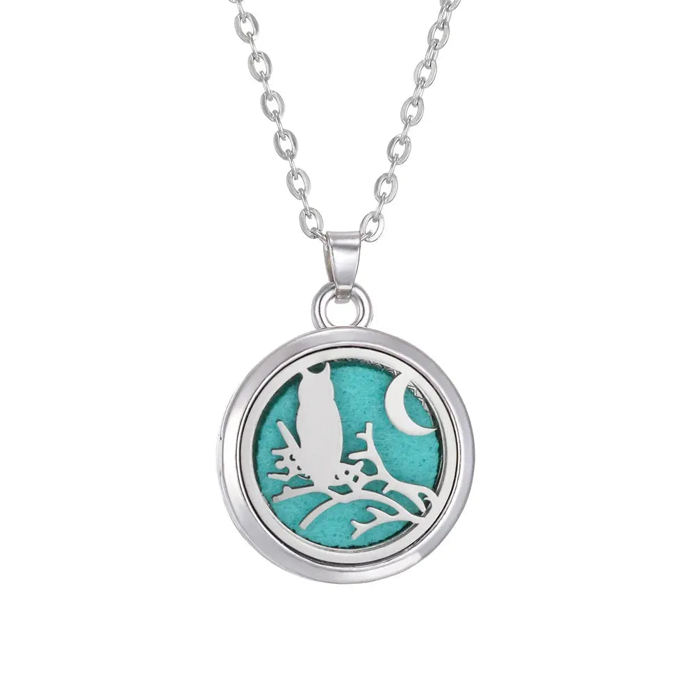Tree of Life stainless steel aroma necklace showcased on a model, emphasizing its fashion and functionality - Tree of Life Aromatherapy Necklace