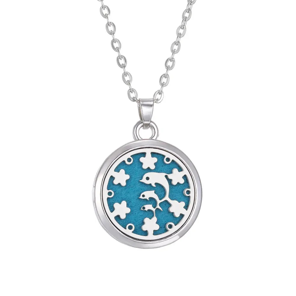 Capture of the Tree of Life stainless steel aroma necklace in natural light, accentuating its elegance - Tree of Life Aromatherapy Necklace