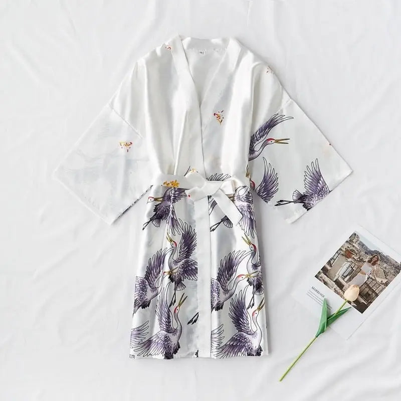 Fashion Satin Robe Female Bathrobe Sexy peignoir femme Silk Kimono Bride Dressing gown sleepwear Night Grow For Women - Mystic Oasis Gifts