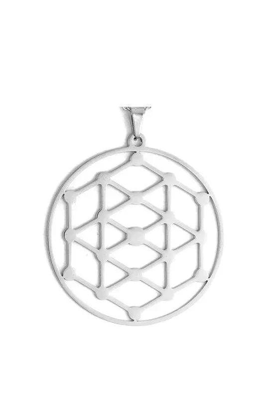 Dawapara Metatron Cube Pendant for Necklace Stainless Steel Charms for Jewelry Making Sacred Geometric Kabbalistic Tree of Life - Mystic Oasis Gifts