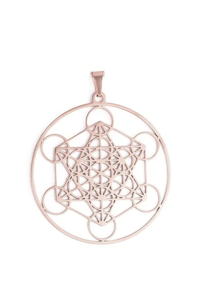 Dawapara Metatron Cube Pendant for Necklace Stainless Steel Charms for Jewelry Making Sacred Geometric Kabbalistic Tree of Life - Mystic Oasis Gifts