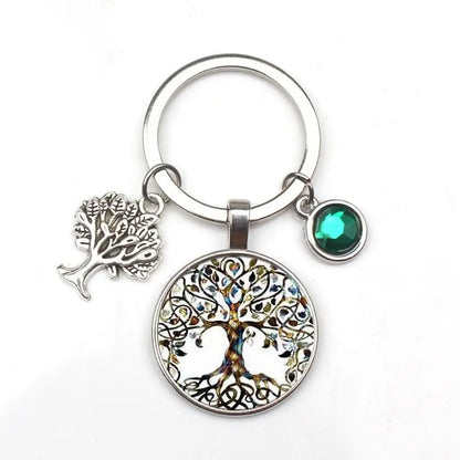 New 9-color Crystal Stone Tree of Life Statement Keychain Art Photo Glass Pendant Keychain DIY Gift Jewelry Charm Bag Souvenir - Mystic Oasis Gifts