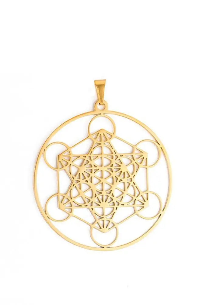 Dawapara Metatron Cube Pendant for Necklace Stainless Steel Charms for Jewelry Making Sacred Geometric Kabbalistic Tree of Life - Mystic Oasis Gifts