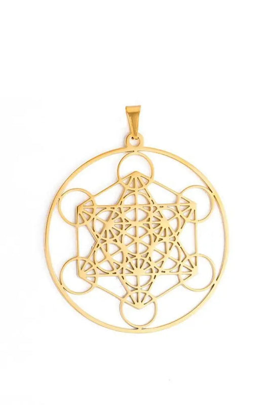 Dawapara Metatron Cube Pendant for Necklace Stainless Steel Charms for Jewelry Making Sacred Geometric Kabbalistic Tree of Life - Mystic Oasis Gifts