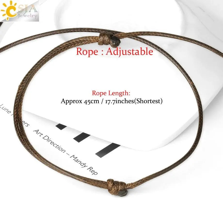 CSJA Healing Crystals Necklace Stone Gem Natural Stone Pendant Rope Wrap Necklace for Women Amethysts Rose Crystal Quartzs G317 - Mystic Oasis Gifts