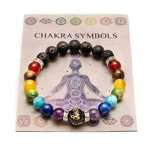 7 Chakra Bracelet with Meaning Cardfor Men Women Natural Crystal Healing Anxiety Jewellery Mandala Yoga Meditation Bracelet Gift - Mystic Oasis Gifts