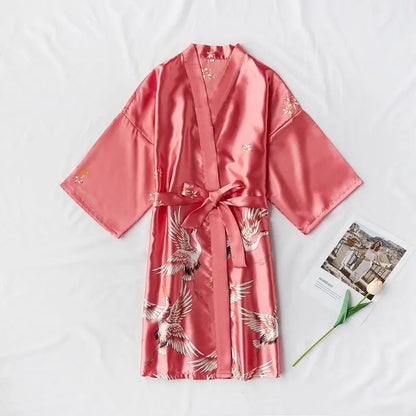 Fashion Satin Robe Female Bathrobe Sexy peignoir femme Silk Kimono Bride Dressing gown sleepwear Night Grow For Women - Mystic Oasis Gifts