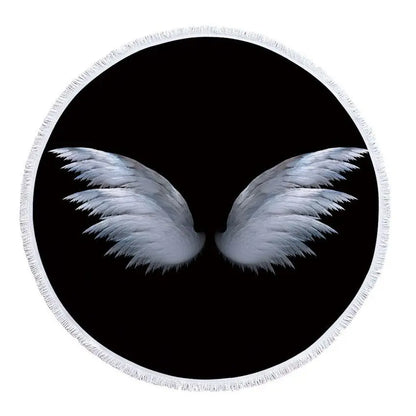 Summer Microfiber Round Beach Towel Circle Fairy Cupid Wings Print Shower Bath Towels Yoga Mat Blanket toalla de playa redonda 5