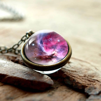 Nebula Galaxy Double Sided Pendant Necklace Mystic Oasis Gifts Necklace